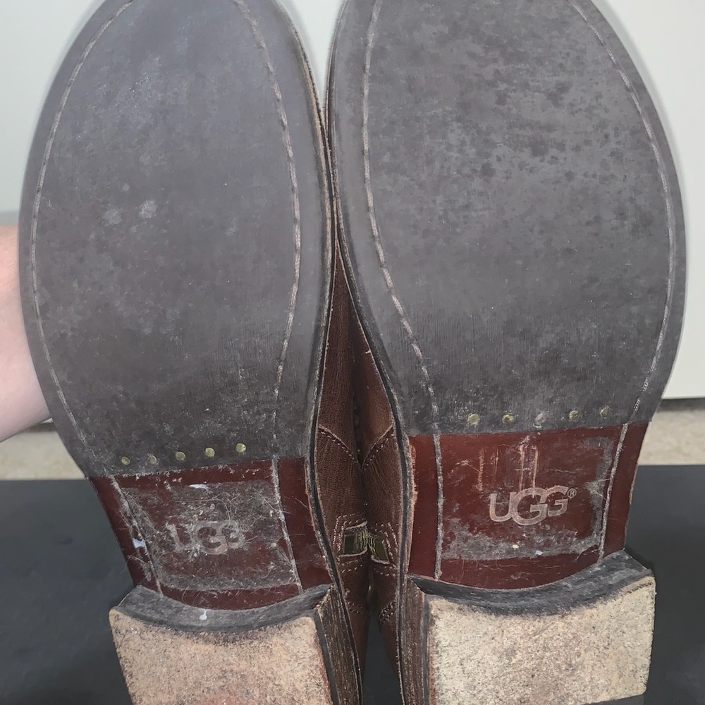 UGG Brown Leather Boots with Gold Studs